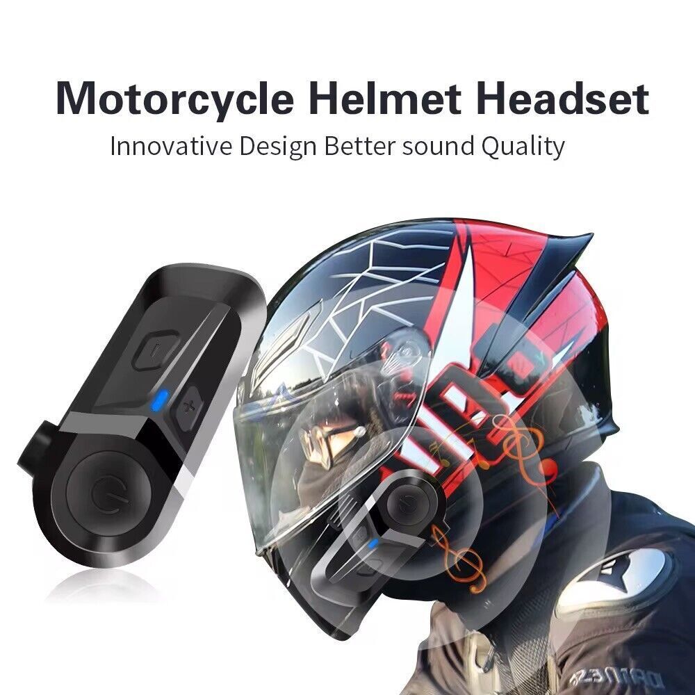 Motorcycle Helmet Headset BT Wireless Hands-Free Music & Calls - Noise Canceling